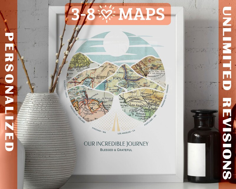 Personalized Map Art Wanderlust Mothers Day Fathers Gift Mom Dad Grandma Grandpa Parent Aunt Hero Meaningful Unique Printable Digital Travel